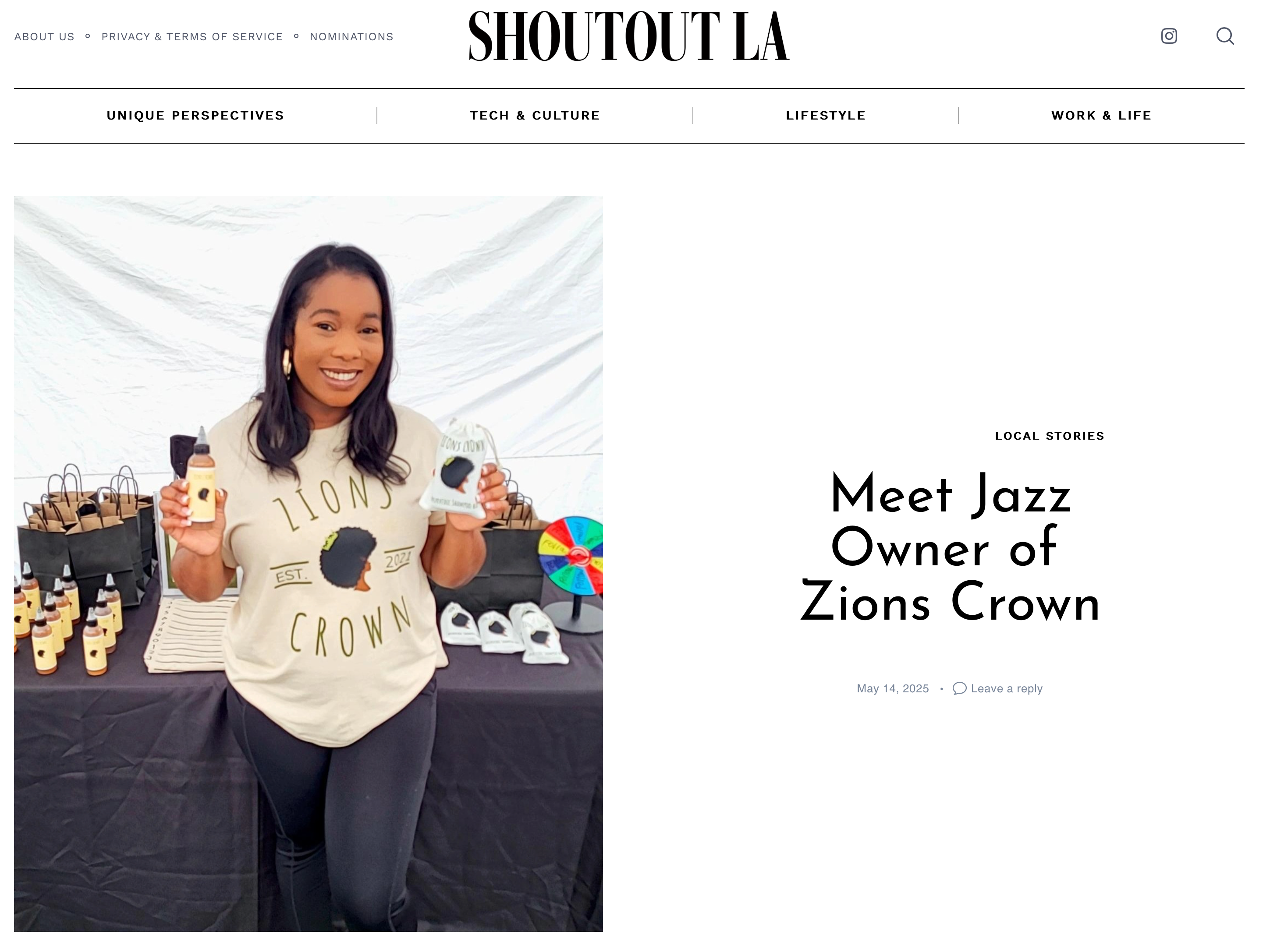 Zions Crown featured in ShoutoutLA Magazine